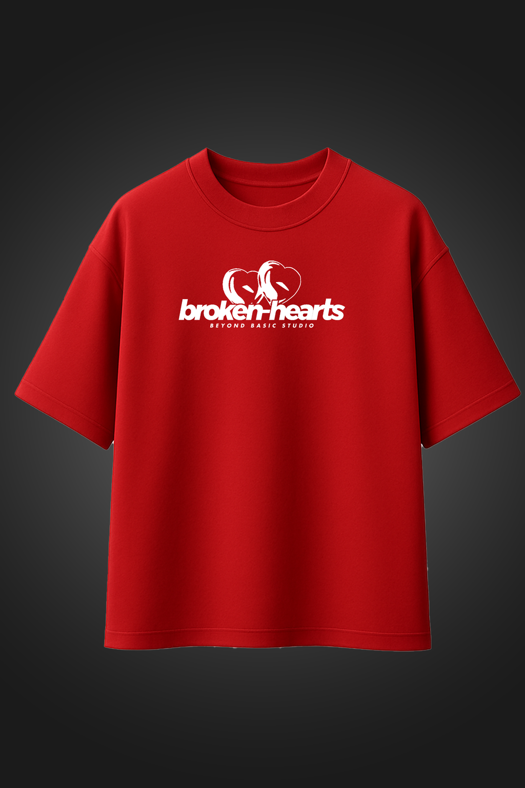 BROKEN HEART RED  OVERSIZED T SHIRT
