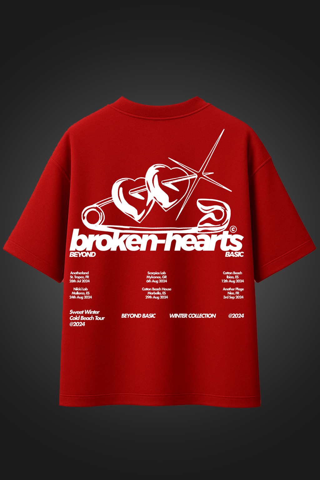 BROKEN HEART RED  OVERSIZED T SHIRT